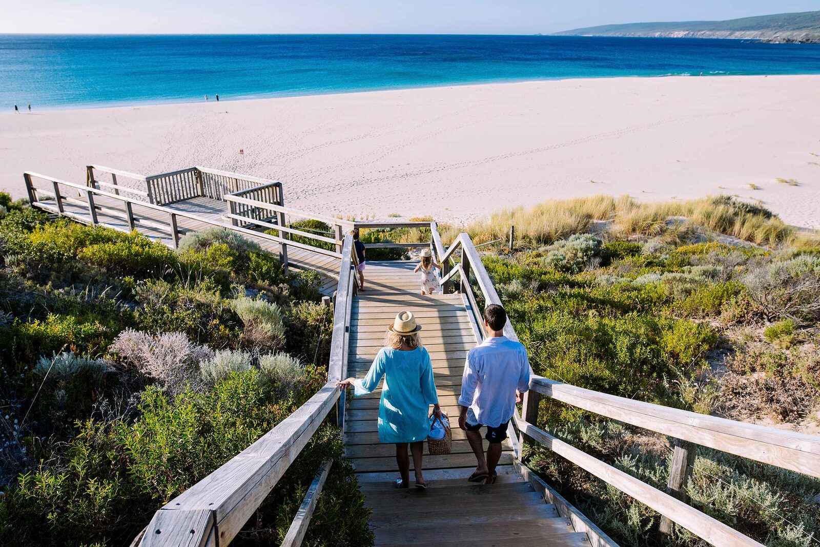 The timber boardwalk down through the dunes to Smiths Beach